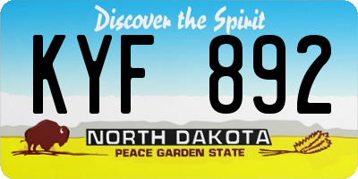 ND license plate KYF892