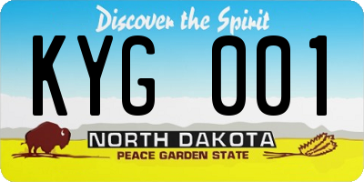 ND license plate KYG001