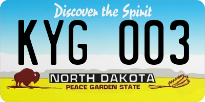 ND license plate KYG003