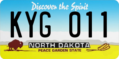 ND license plate KYG011