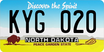 ND license plate KYG020