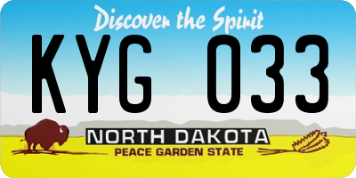 ND license plate KYG033