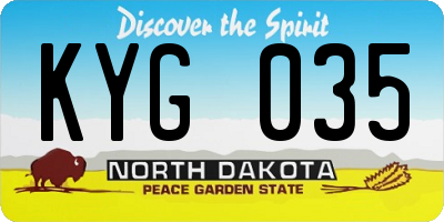 ND license plate KYG035