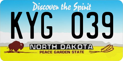 ND license plate KYG039