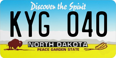 ND license plate KYG040