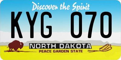ND license plate KYG070