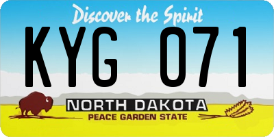 ND license plate KYG071