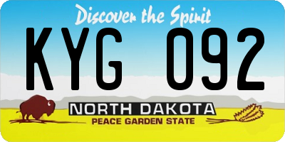 ND license plate KYG092