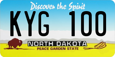 ND license plate KYG100