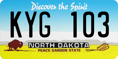 ND license plate KYG103