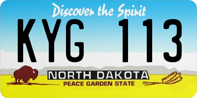 ND license plate KYG113