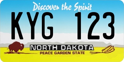 ND license plate KYG123
