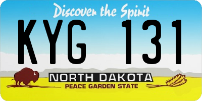 ND license plate KYG131