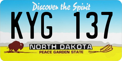 ND license plate KYG137