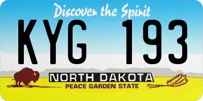 ND license plate KYG193