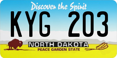 ND license plate KYG203