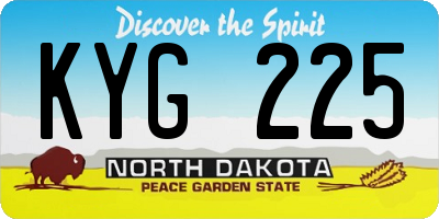 ND license plate KYG225