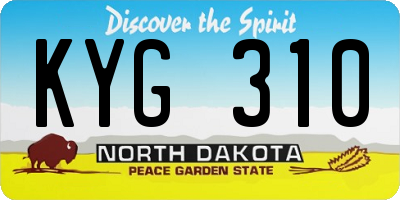 ND license plate KYG310
