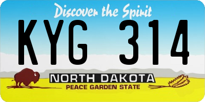 ND license plate KYG314