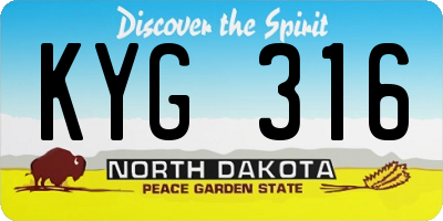 ND license plate KYG316