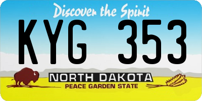ND license plate KYG353