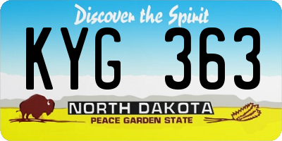 ND license plate KYG363