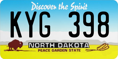 ND license plate KYG398