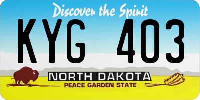 ND license plate KYG403