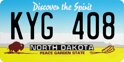 ND license plate KYG408