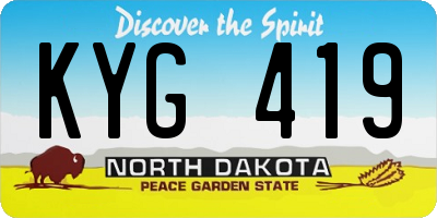 ND license plate KYG419