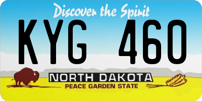 ND license plate KYG460