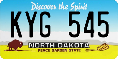 ND license plate KYG545