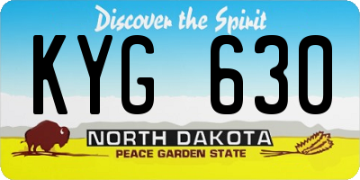 ND license plate KYG630
