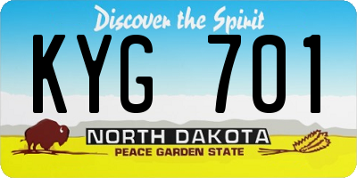 ND license plate KYG701