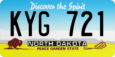 ND license plate KYG721