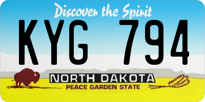 ND license plate KYG794