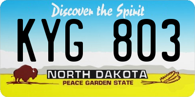 ND license plate KYG803