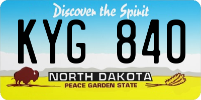 ND license plate KYG840