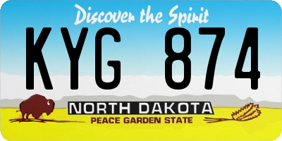 ND license plate KYG874