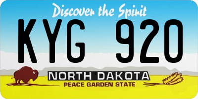 ND license plate KYG920