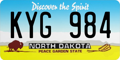 ND license plate KYG984