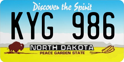 ND license plate KYG986