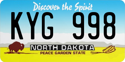 ND license plate KYG998