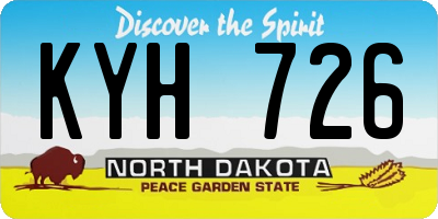 ND license plate KYH726