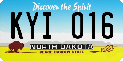 ND license plate KYI016