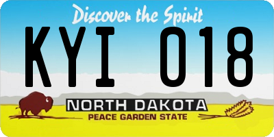ND license plate KYI018