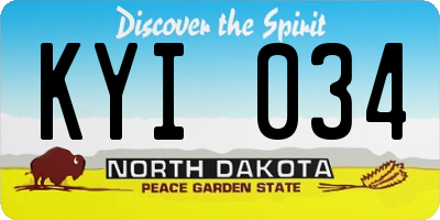 ND license plate KYI034