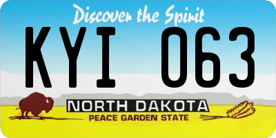 ND license plate KYI063