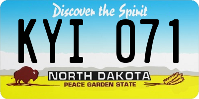 ND license plate KYI071