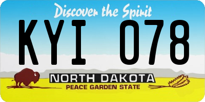 ND license plate KYI078